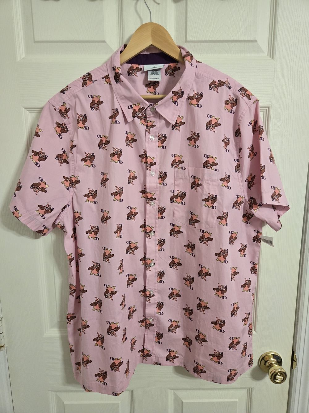 Disney Pixar Inside Out Men's Pink Button-Down Shirt Size XL